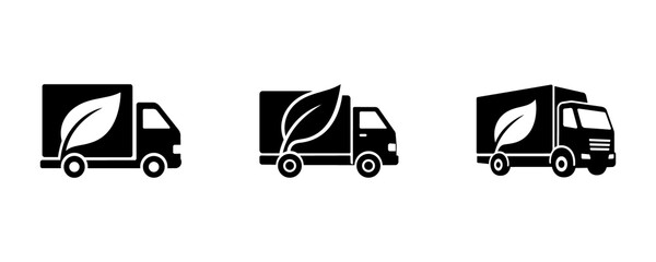 Naklejka premium Minimal Silhouette Eco‑Friendly Trucking Sign Vector Illustration