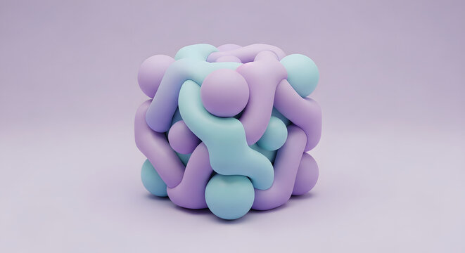 Colorful stacked plush toy balls in soft pastel tones on neutral background