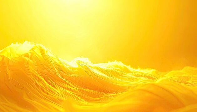 Abstract yellow waves of fabric or liquid with a bright glow.