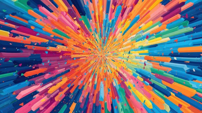Vibrant multicolor radial explosion abstract design