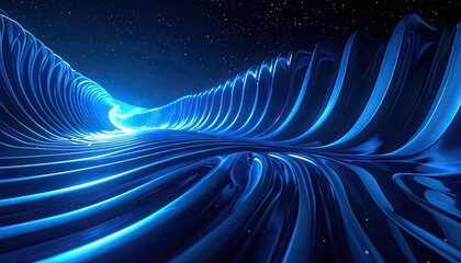 Fototapeta premium A swirling vortex of luminous blue energy against a starry night sky.