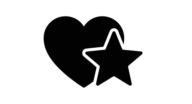 Black heart and star icon design.