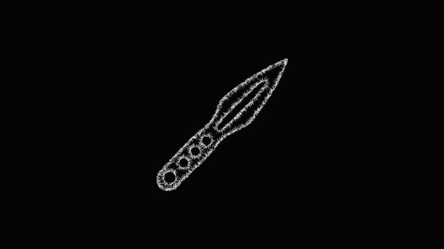 Sketch throwing knife icon animation - smooth progressive reveal