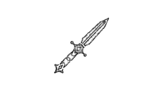 Sketch ceremonial dagger icon animation - smooth progressive reveal