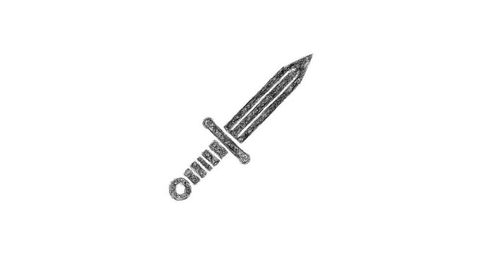 Sketch double edged dagger icon animation - smooth progressive reveal