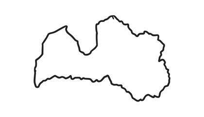 Fototapeta premium Latvia map outline black icon
