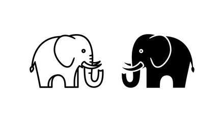 Fototapeta premium Minimalist elephant icons set with elephant silhouette graphics minimalist