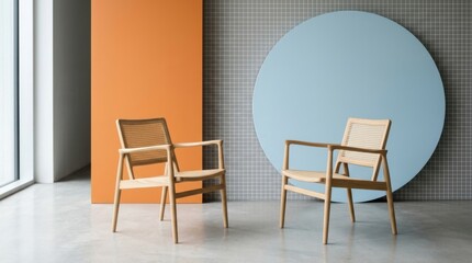 Fototapeta premium Modern Geometric Chairs In Creative Interior