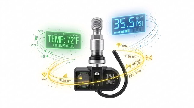 Smart TPMS Tire Pressure Valve Sensor with Holographic Metrics