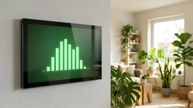 Smart home energy consumption monitoring interface with futuristic dashboard