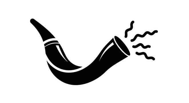 Shofar ram horn symbol for Jewish religious holidays.