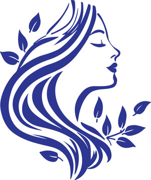 Beautiful Woman with Flowers in Her Hair Vector Illustration
