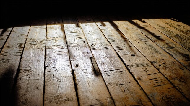 markings. Dark narrow wooden ship interior with carved markings and a beam of light. mobility guides, transit brochures, designed for transport & logistics marketing, used by bi analysts.