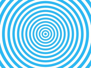 Naklejka premium Bright blue and white concentric circles radiate outward. Visual effect creates deep sense of motion and depth. Ideal for abstract digital backgrounds or hypnotic designs. Perfect for tech, psychology