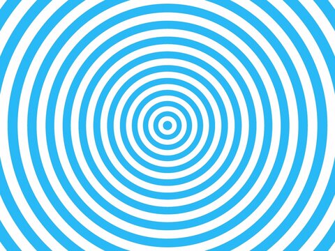 Bright blue and white concentric circles radiate outward. Visual effect creates deep sense of motion and depth. Ideal for abstract digital backgrounds or hypnotic designs. Perfect for tech, psychology