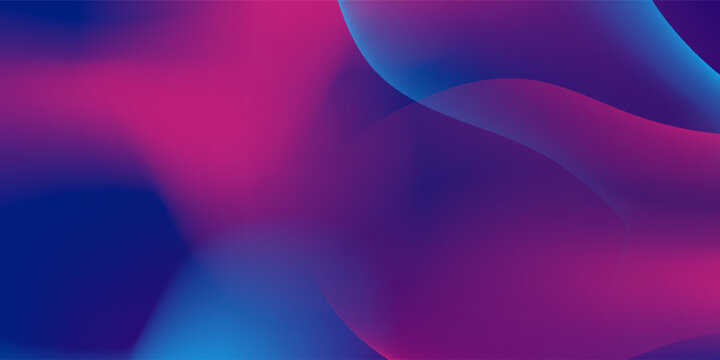 Abstract blue and purple liquid wavy shapes futuristic banner. Glowing retro waves vector background