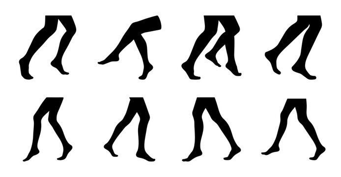 Black high heel shoe silhouettes in different styles - Collection of sleek black high heel shoe silhouettes shown in varied poses and angles for fashion or design projects.