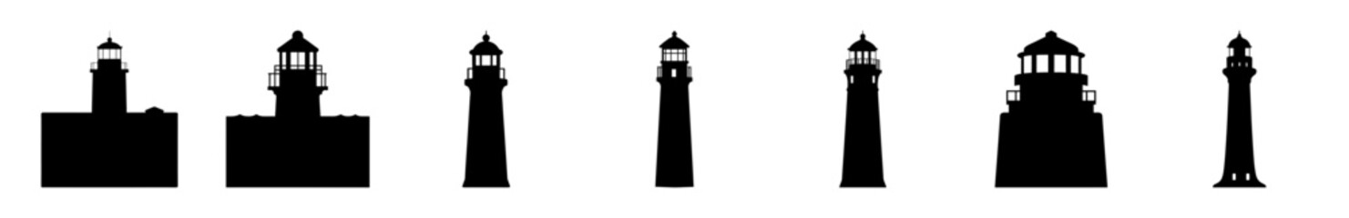 Isometric lighthouse and castle icons set - Minimalist isometric icons of lighthouses and a castle on a neutral background, ideal for maps, travel, or fantasy themes. © Tanjila