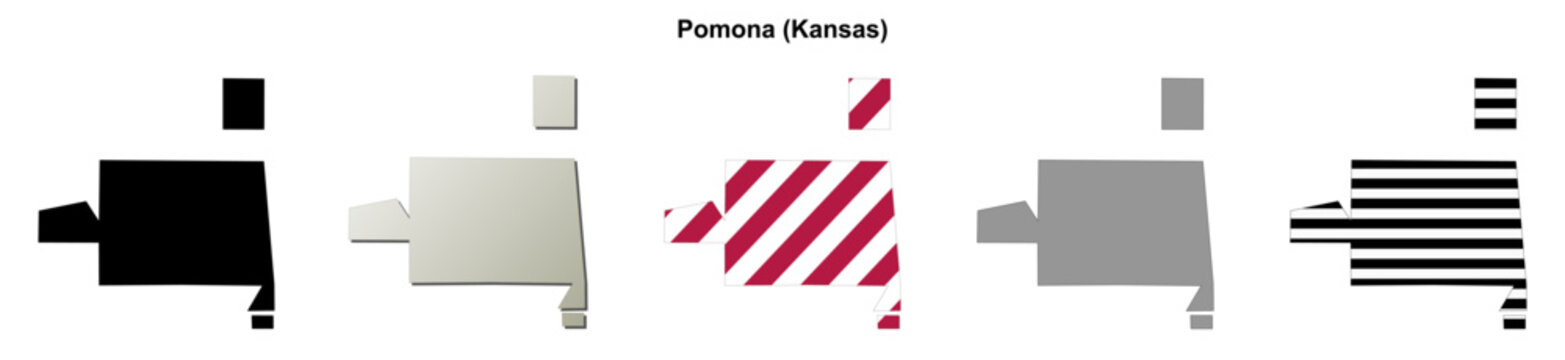 Pomona (Kansas) blank outline map set