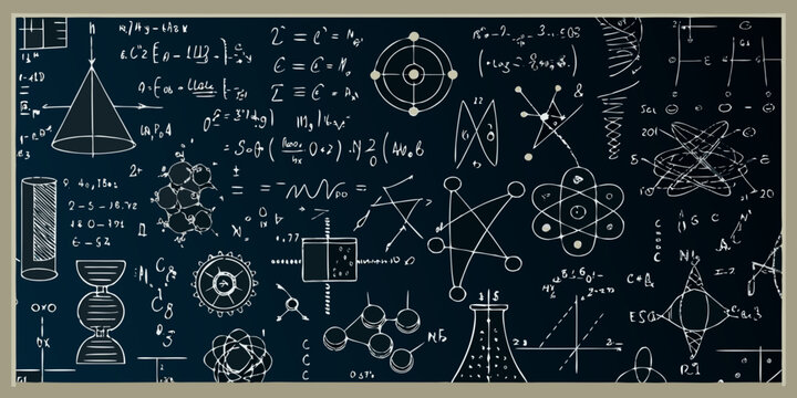Chalkboard Scientific Formulas And Diagrams Hand Drawn Vector Illustration