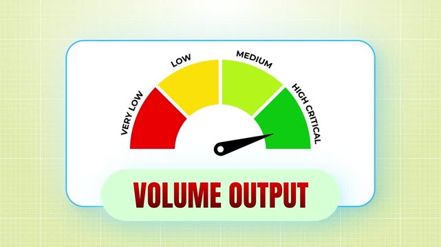 Volume output audio sound level measurement gauge animation displaying decibel scale frequency low to high critical range 4k video