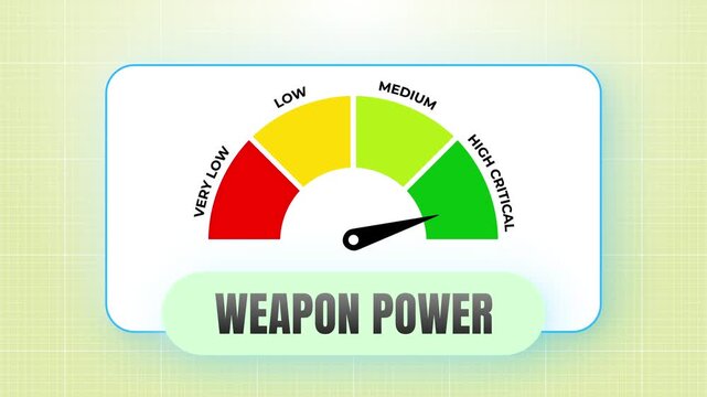 Weapon power gaming interface ui attribute gauge animation tracking damage statistics from low to high critical level 4k video