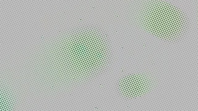 Abstract Halftone Pattern with Teal Organic Shapes on Gray Texture. 4K Video
