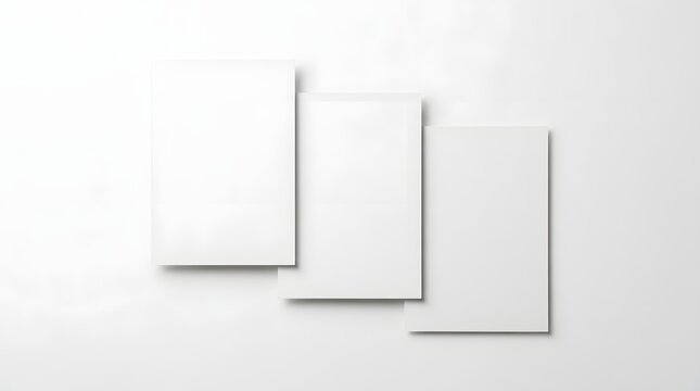 Minimalist mockup of three blank vertical flyers on white background