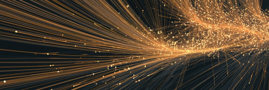 Causal inference diagram illustrates connections in a system with warm amber threads revealing roots of business outcomes and dynamics at play