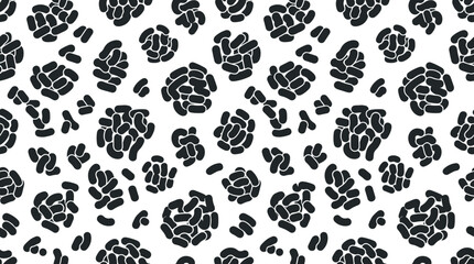 Fototapeta premium Seamless pattern featuring dark gray organic shapes and rounded clusters on a white background