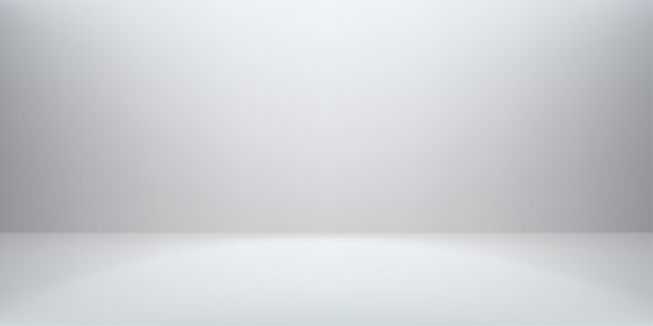 Modern grey studio background with soft gradient floor creates clean abstract space for product presentation. Bg 3d render room. Vector illustration