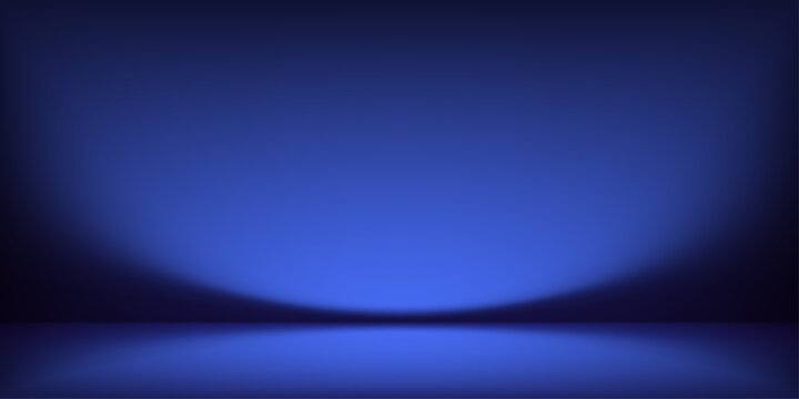 Blue bg gradient studio space features dark navy tones and soft perspective lighting. Vector background perfect for 3D product showcases and futuristic backdrop designs