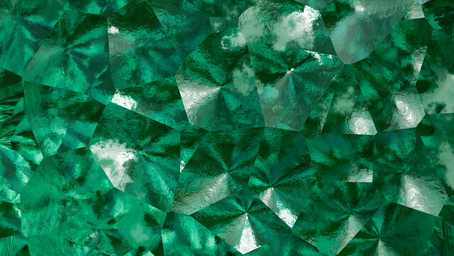 Luxury Emerald Gemstone Crystal Texture Background, Green Precious Stone Faceted Surface Pattern