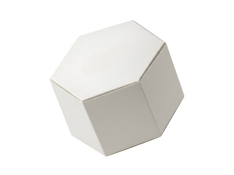 White Hexagonal Box Packaging Mockup Isolated on Transparent Background