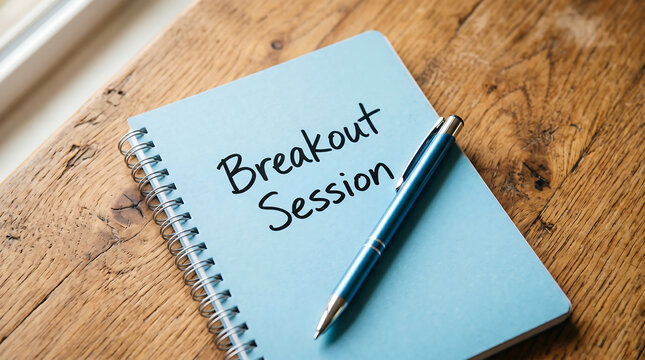 Business meeting notebook, Breakout Session notes, office supplies, planning tools