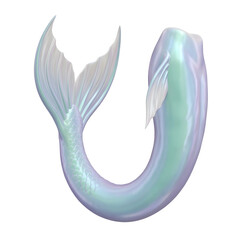 Fototapeta premium Iridescent Mermaid Tail with Scales on White Background