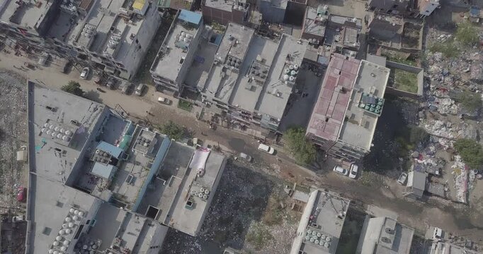 Cinematic Drone Shot of an Old Indian Village Town in D-Log | Traditional Houses, Narrow Lanes, Rural Architecture, Historic Settlement and Scenic Aerial Landscape