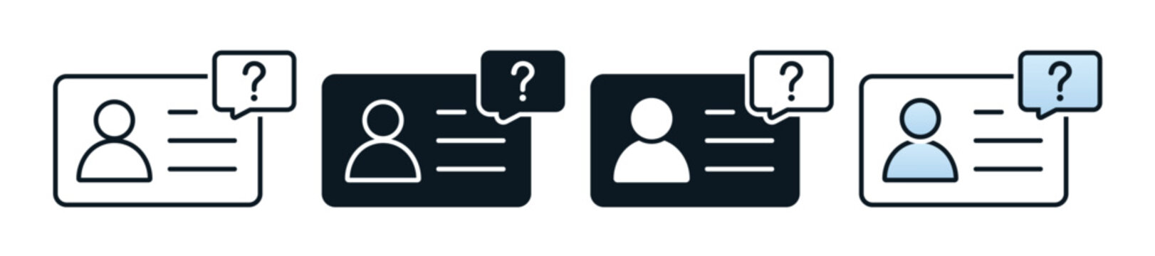 User ID Card Inquiry Icon with Question Symbol. Account Verification Help. Vector Illustration