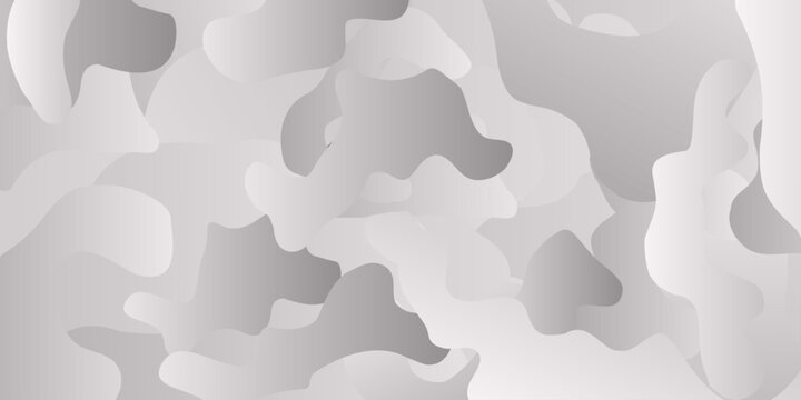 Seamless camouflage pattern with overlapping irregular patches of gray, white, black tones. Gray brown beige doodle abstract background. Illustration for banner, poster, card. 