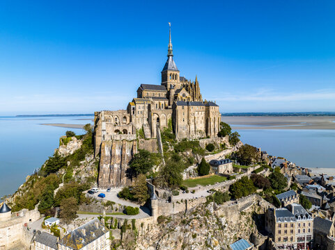 France, Normandy, Aerial view of Mont Saint-Michel