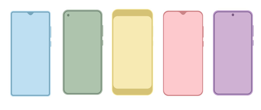Smartphone Mockup Frames Set. Modern Mobile Device Screen Templates and Blank Phone Display Collection