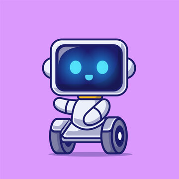 Cute Robot Waving Hand Cartoon