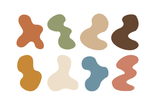 Abstract Organic Blob Shapes Set. Modern Fluid Forms, Minimal Amoeba Elements and Biomorphic Design Collection