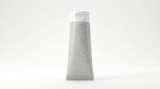 Close-up of fresh white toothpaste squeezed from tube on plain background minimal style