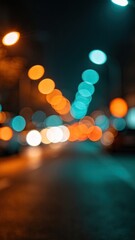 Fototapeta premium Blurred city traffic lights at night