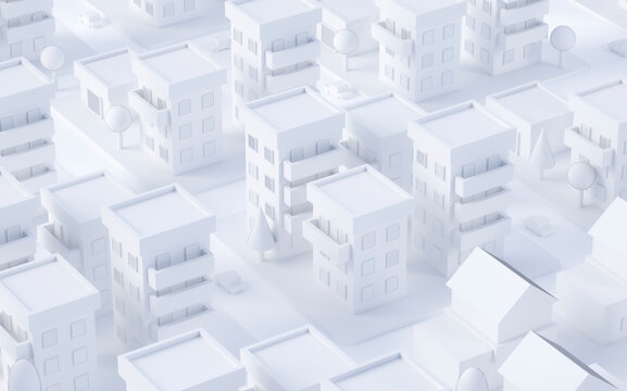 White three dimensional render of city downtown