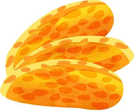 Hand Drawn Watercolor Illustration of Indonesian Fried Tempeh Slices Tempe Goreng