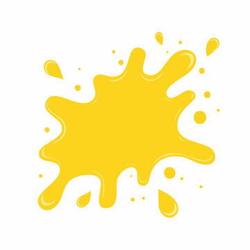 Yellow liquid splash and drops