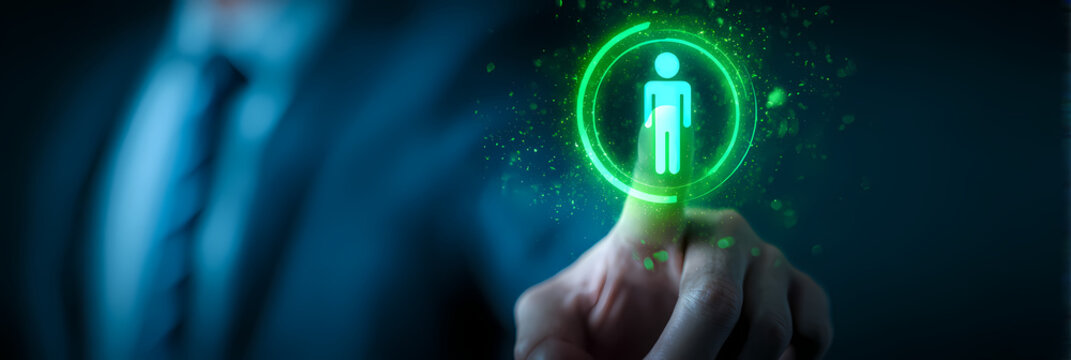 Concept de recrutement num&eacute;rique et de r&eacute;seautage professionnel avec interface de donn&eacute;es holographique	