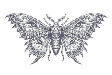 Intricate moth with ornate wings on white background vector illustration © ISMILE